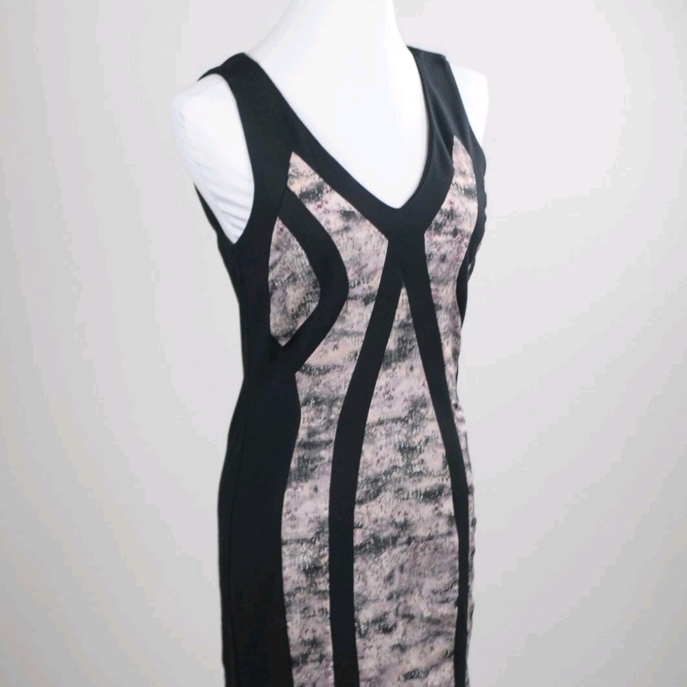 Forever 21 Bodycon Black & Pink Marble Pattern Mini Dress Size Medium